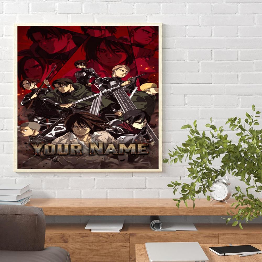 Attack Titan Personalized Text Diamond Painting Round Diamond Mosaic Rhinestones Diamond Embroidery Craft Kit Wall Decor Without Frame