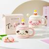 Cute Ceramic Water Cup Birthday Gift for Girls Super Cute and Beautiful Couple Mug with Lid Spoon Cup Souvenir