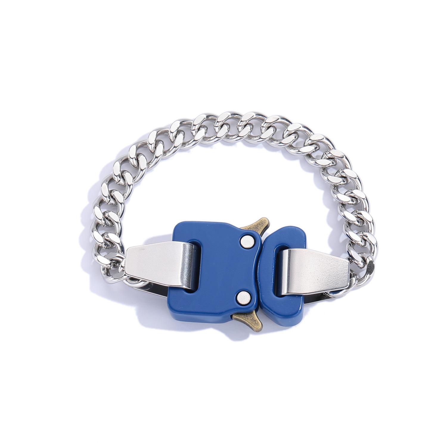 

Європейський та американський стиль Універсальний Вуличний Функціональний Двошаровий Кубинський Ланцюжок Титанова Сталь Коротке Вінтажне Намисто Браслет Оптом для Blue Button Single Layer