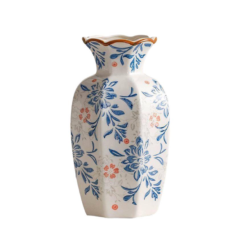 Chinese Blue & White Porcelain Retro Vase for Home Decor and Fresh Flower Arrangements