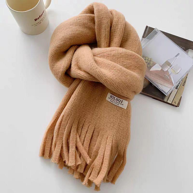 Cloth Label Knitted Scarf Women'S Season Thickened Warm Student Couple Woolen Circumference