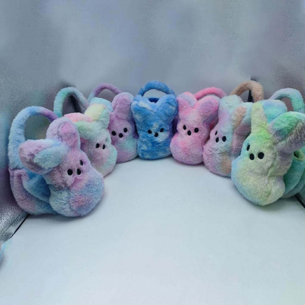 12In Easter Basket Cute Tie-Dyed Plush Ornaments Holiday Decoration Bunny