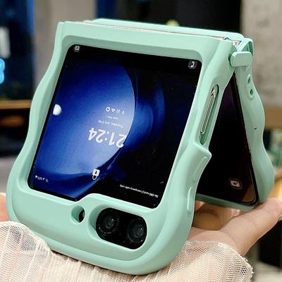 Applicable To Samsung Zflip6 Mobile Phone Case ZFLIP5 Liquid Z4 Fuel Injection Z3 Niche Zflip6 Simple Solid Color