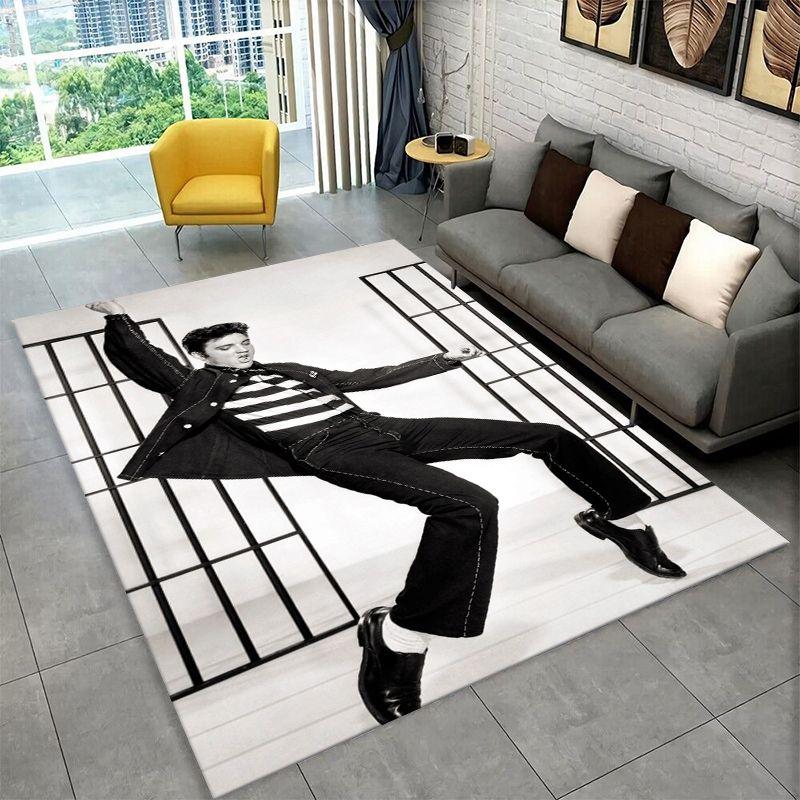 Tappeto Antiscivolo Retrò The King E-Elvis Presley per Soggiorno, Camera da Letto, Sala Giochi, Tappeto Morbido Pavimento Tappeto Decorazione Casa Stanza