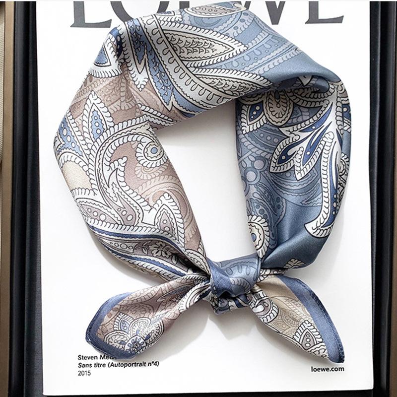 Women 70*70cm Square Silk Scarf/scarves Luxury Wrap  Hair Tie Band Bag Warp Soft Neckerchief Hijab Headscarf Female Foulard