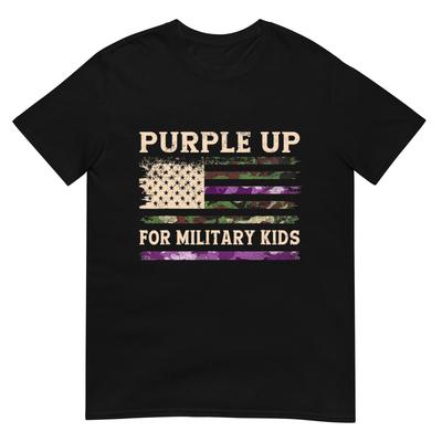 Purple Up For Military Kids Military Child Month USA Flag T-Shirt