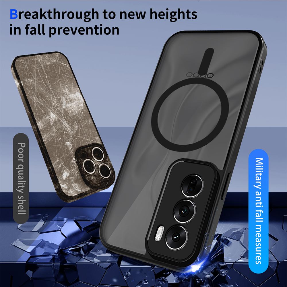 KEYSION Magnetic Phone Case for OPPO Reno12 Pro 5G Silicone+PC Matte Translucent Clear Shockproof Back Cover for OPPO Reno 12 5G