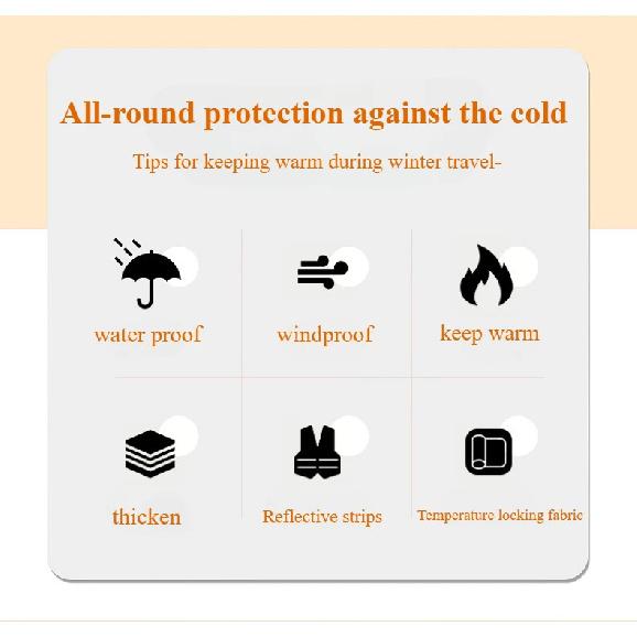 Motorcycle Handlebar Cover 1 Pair  Winter Thermal Gloves Waterproof Handmuffs Windproof Warm Handle Thickened Reflective Strips