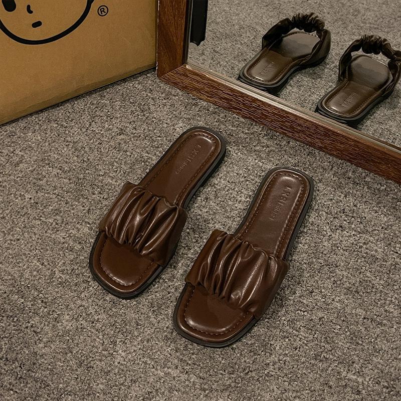 

Fairy style slippers female outer wear new summer fashion versatile flat-bottomed open-toed beach one-word cool slippers 40