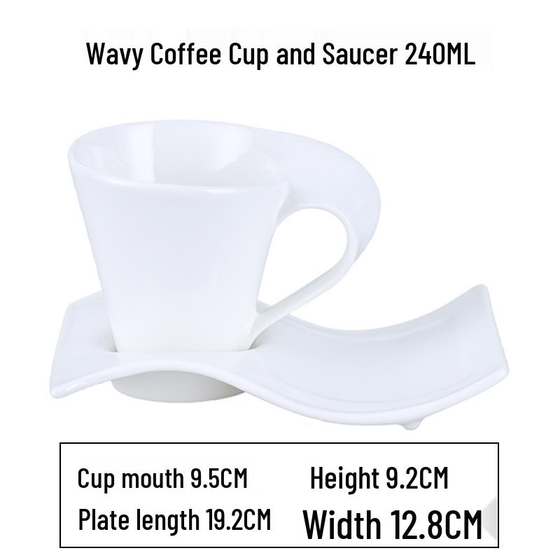 European Latte Art Cappuccino Cup & Saucer Set - White Ceramic Tea/Coffee Cup for Hotel Guest Room