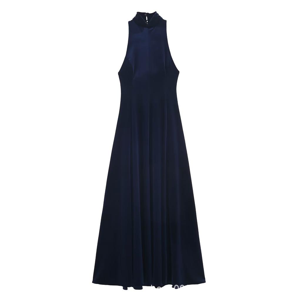 Women's Autumn New European and American Style Fashion Halter Neck Collar Long Dress