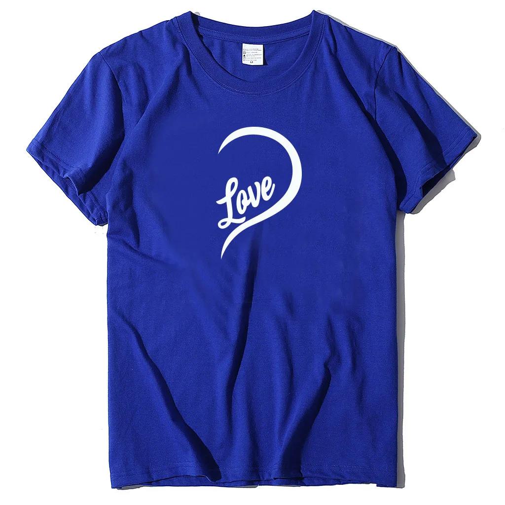 Splicing One Love Heart Print Couple T Shirt Short Sleeve O Neck Loose King Queen Tshirt Lovers Tee Shirt Tops Women Clothes