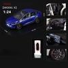 1:24 Tesla Model X Tesla Model 3 Alloy Die Cast Toy Car Model Sound and Light Children's Toy Collectibles Birthday Gift