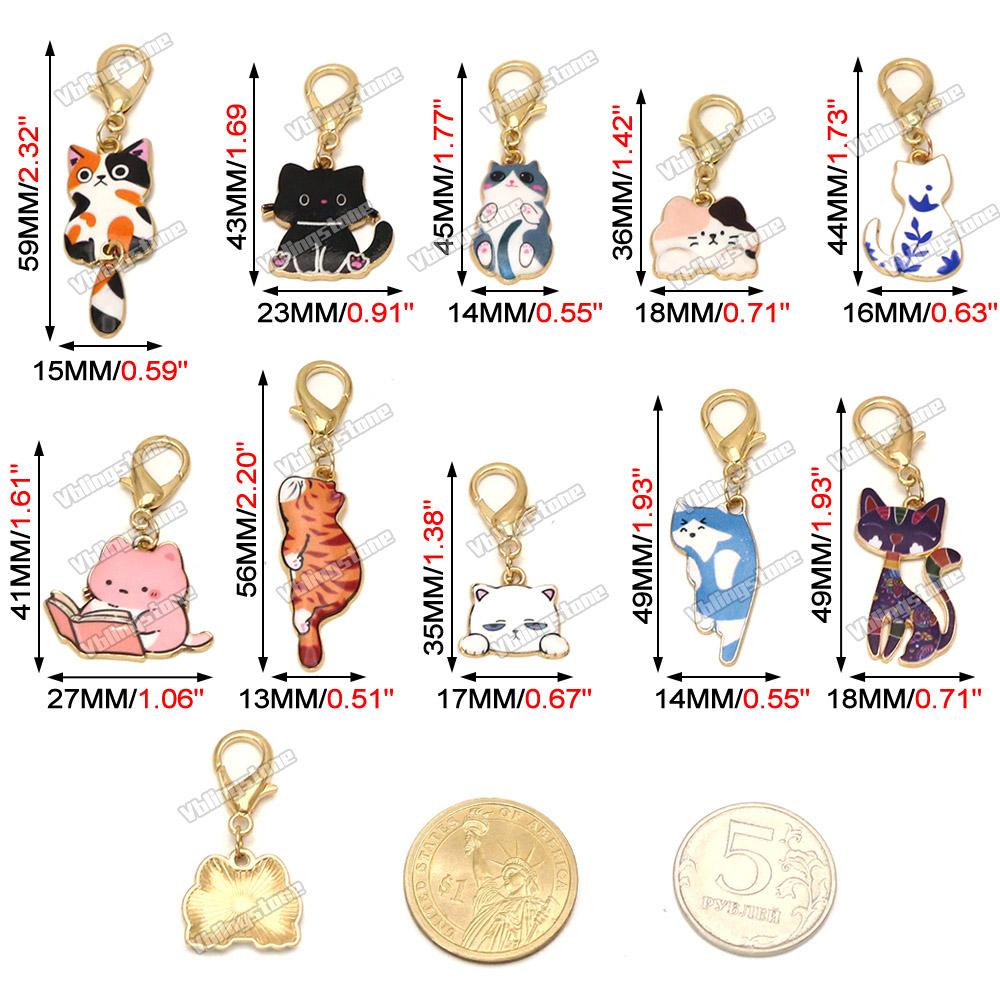 Cat Knitting Stitch Markers Metal Animal Enamel Charms Crochet Locking Knitting Markers Sew Accessories