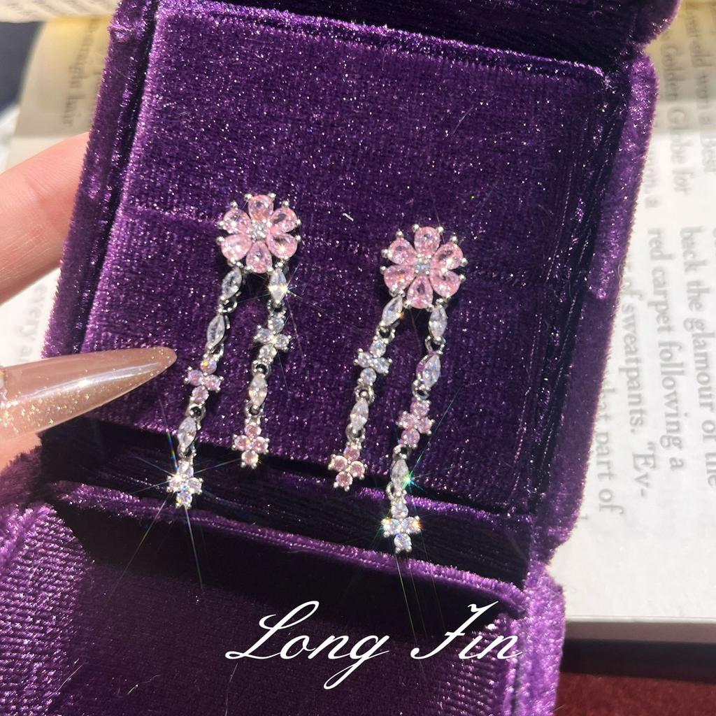 Vergissmeinnicht Blume Voll Diamant Armband Halskette Ohrringe Super Flash Fortgeschrittener Leichter Luxus Live Übertragung