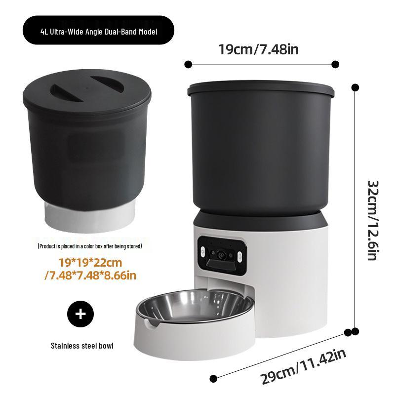 4L Automatischer Futterautomat mit Weitwinkel-Video, Dual-Band TUYA WiFi und Fernbedienung (110-240V).