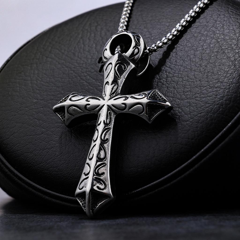 Colar Masculino Colar Feminino hiphop Hip Hop Colar de Titânio Cruz 410c20236502