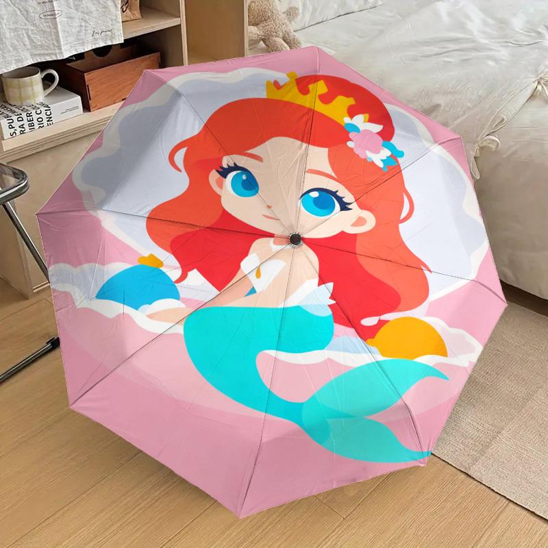 1pc Mermaid Shell Pattern Umbrella Design Automatic Opening and Closing Umbrella, High-quality Travel Umbrella, c1128277