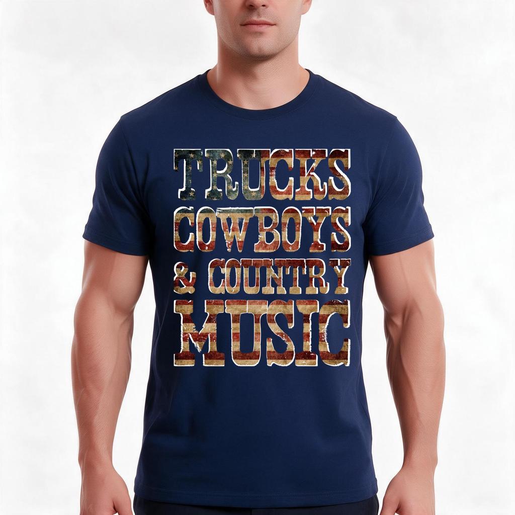 Trucks Cowboys Country Music Tshirt Summer Casual Cotton Tee Oversized Streetwear Tops Vintage Graphic Print 100 Cotton