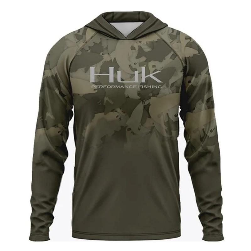 Men's Fishing Clothing HUK Long-sleeved UPF50 Hooded Sunscreen Ultraviolet Breathable Dress