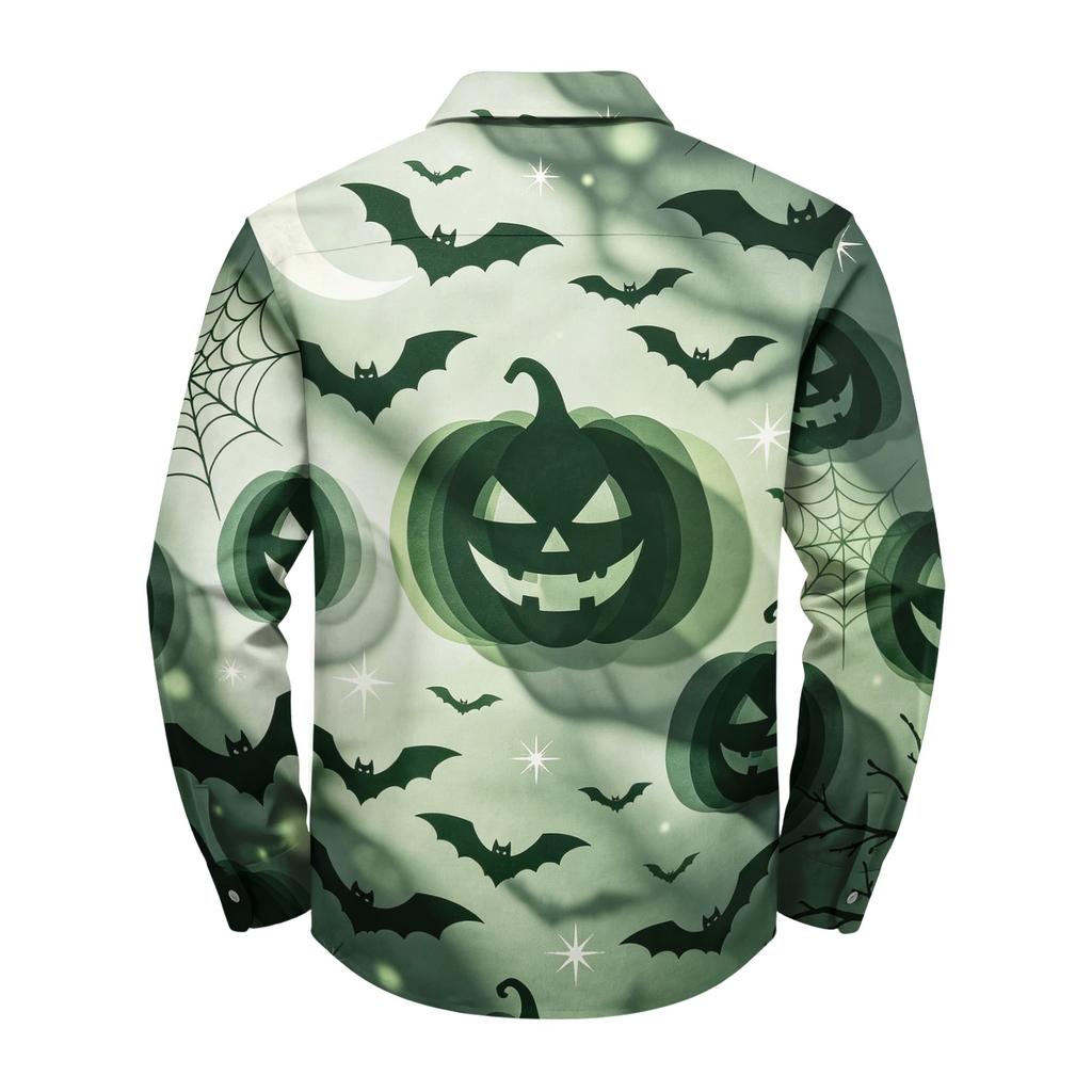 Men's Halloween Loose Fit Long Sleeve Shirt Button Down Collar Vintage Casual Shirt Breathable Fabric Suitable for Spring Autumn Outdoor Daily Wear