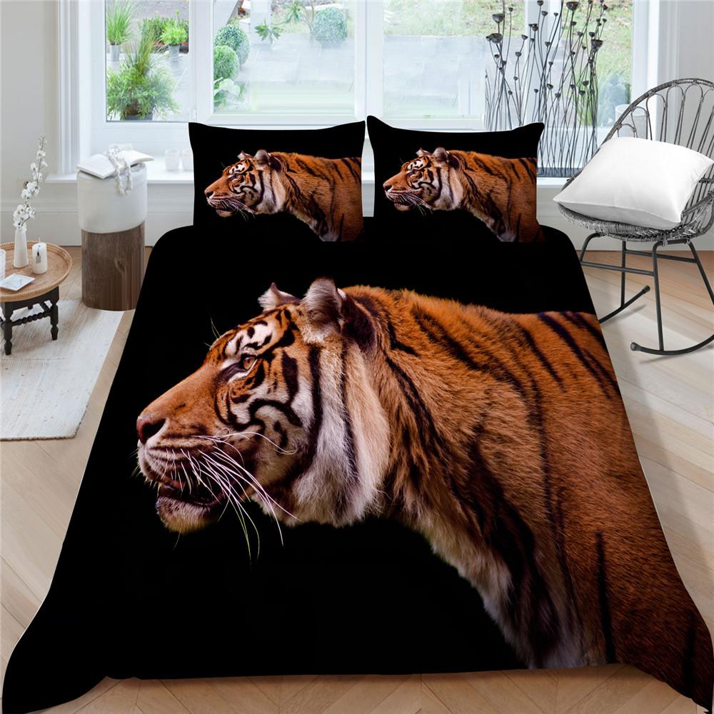 Bedding Set 3D Tiger Printed Duvet Cover Set with Pillowcase Home Textiles Bedding Cover Suit