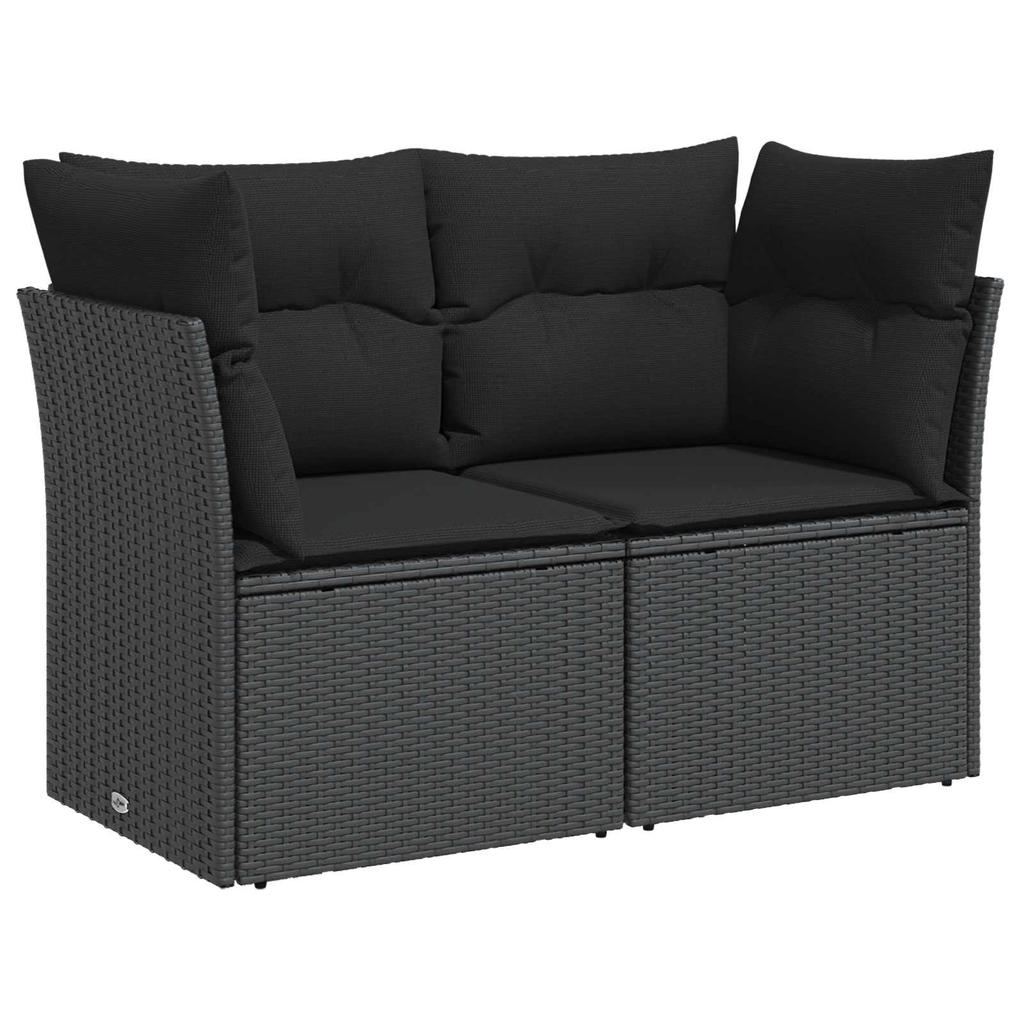 Sofa Set 6 Pieces Black Poly Rattan and Steel