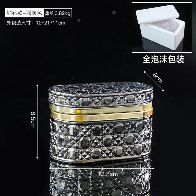 Nordic Minimalist Embossed Glass Jewelry Box Home Decor for Bedroom Dressing Table Desktop Storage Box & Decorative Ornament