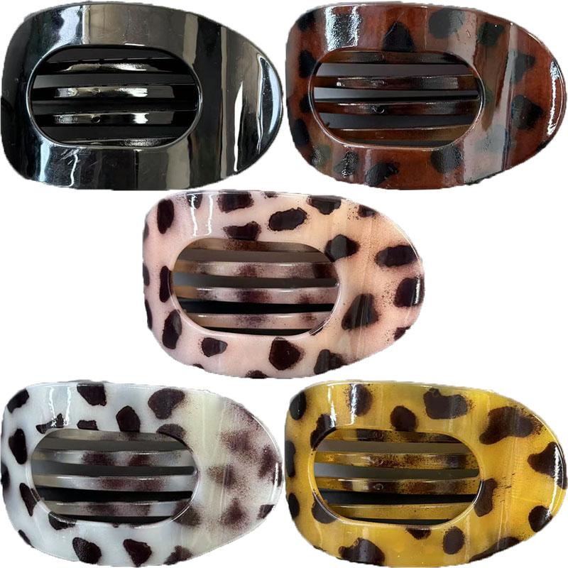 Leopard Print Oval Frosted Hair Clip Women's High-end Versatile Duckbill Clip Hair Accessories