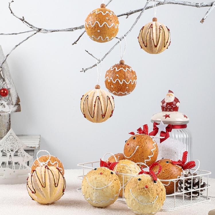 Festival Charm 6 Pieces Christmas Tree Ornament with Elegant Color Gingerbreads Patterned Shatterproof Decoration