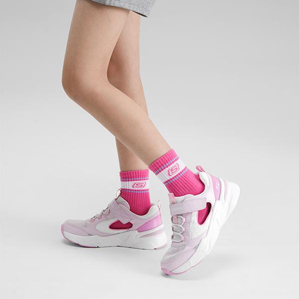 Skechers Fashion Velcro Casual Outdoor Running Non-Slip Durable Sports Sandals Kids Sandals White Pink 319025L-PKW
