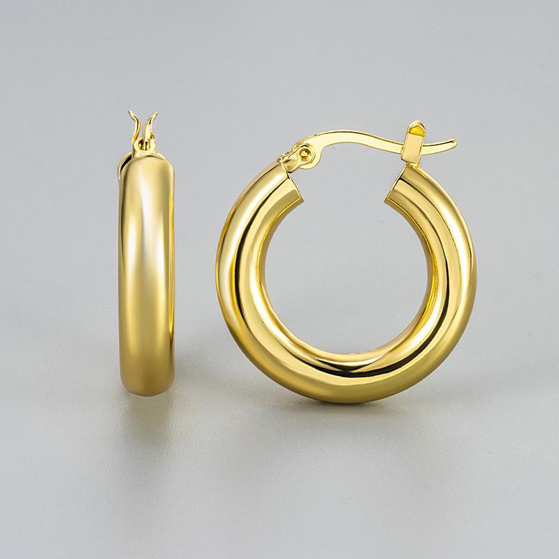 Minimalist Geometric Hollow Hoop Earrings For Women Light Luxury Cool Smooth Surface Small Batch Design Ear Jewelry copper