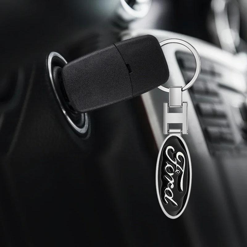 3D Styling Metal Car Key Ring Anniversary Badge Keychain Accessories For Ford Focus Mondeo Kuga Fiesta MK7 Escort Explorer Edge 2 4 MK2 MK4