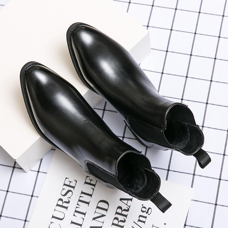 British style autumn and winter velvet leather boots large size fashion Chelsea boots, trendy foot boots mens sneakers
