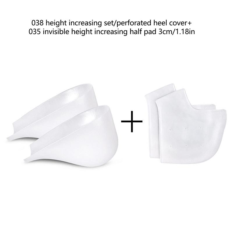 Invisible Height Increase 2-3Cm Silicone Socks Gel Heel Pads Orthopedic Arch Support Heel Cushion Insoles Foot Massage Pad