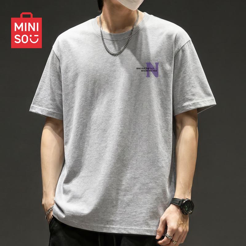 MINISO Men's Pure Cotton Loose-Fit Round-Neck T-Shirt