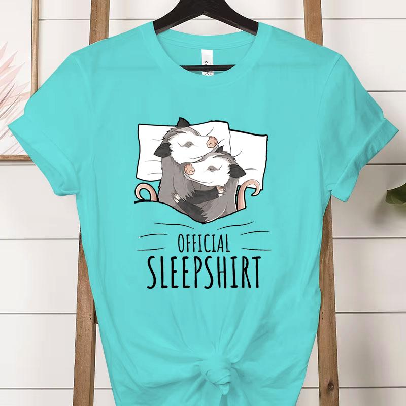 Opossum Official Sleepshirt Graphic T Shirts Women Cute Possum Lover Gift Fashion Casual Tshirt Sleeping Possum Classic Tops