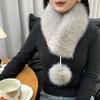 Faux Fox Fur Scarf Thickened Warm Luxury Texture Winter Women Neck Warmer Collar Shawl Fashionable Elegant