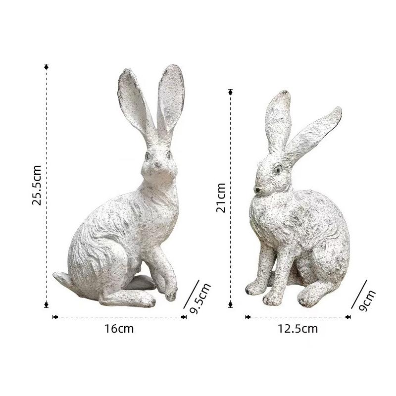 Cute Grey Sitting Hare Rabbit Resin Ornament Distressed Home Decor Living Room Arrangement Decorative Handicrafts