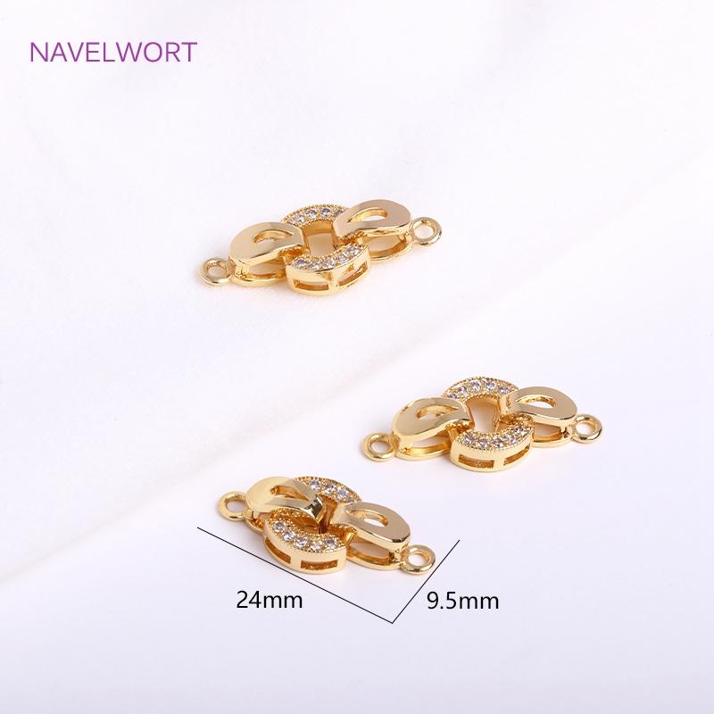 18K Gold Plated Round Pearl Clasp Connector For Bracelet Necklace Making Supplies,Inlaid Zircon Pearl Clasps DIY Accessories 1 piece