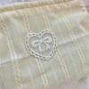 Simplicity  Cosmetic Bag for Girl Sweet Embroidery Bow Striped Makeup Case Portable Travel Earphone Cable Storage Bag