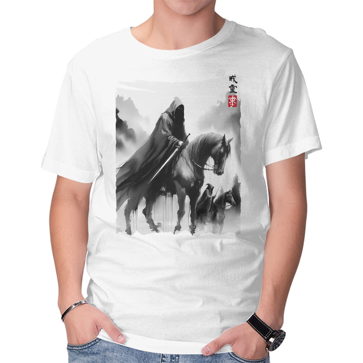 Unisex Crew Neck T-Shirt The Black Riders Journey Graphic Short Sleeve Casual Tee S