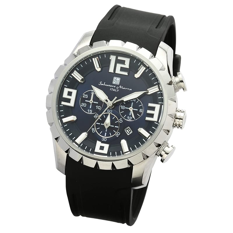 

[ Salvatore Marra(Salvatore Mara) ] men s watch chronograph business analog quartz blue BLBK with cross [product]