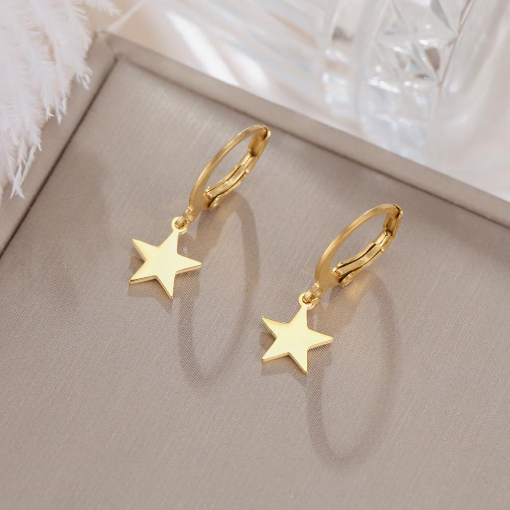 Classic Star And Moon Earrings Set With Starburst Cone Drop Dangle Earrings For Women Fashion Jewelry