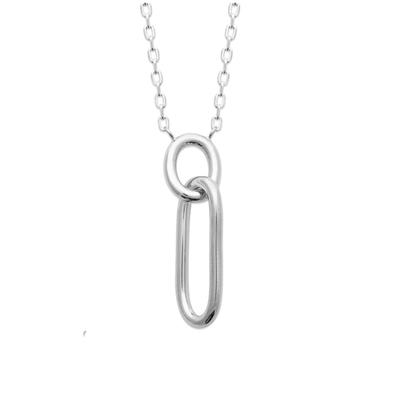 [R3561] - Silver 'Figaro' Silver Necklace (rhodium) - 21x7mm