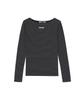 CRANK Striped Basic Boat Neck Top_Charcoal