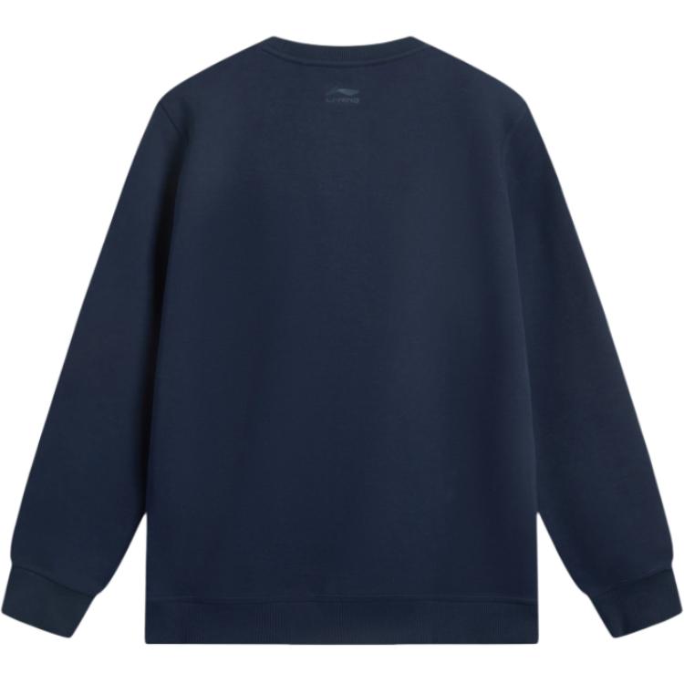 Li Ning Sports Lifestyle Series Casual Comfortable Pullover Sweatshirt Men Sweatshirt Deep-Navy-Blue AWDU711-4