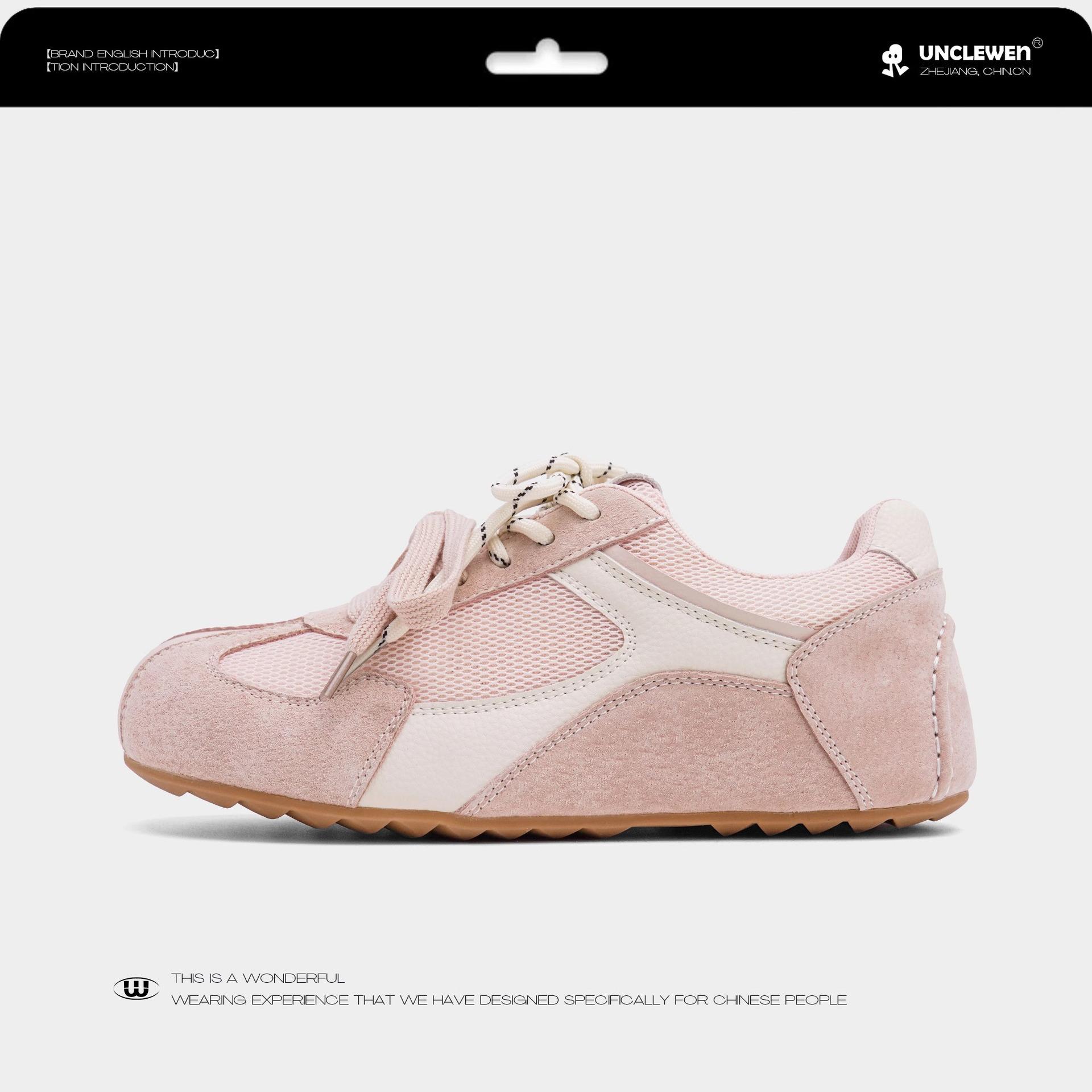 

Korean niche retro German training shoes women s 2025 summer new flat-bottomed inner height-increasing board shoes casual sports Forrest Gump shoes 35 розовый