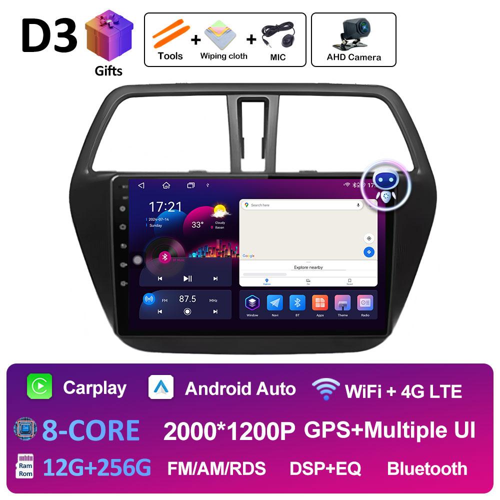 Smart System Android 14 For Suzuki SX4 S-Cross 2014 2015 2016 2017 Wireless Carplay Bluetooth QLED IPS Screen WIFI Auto Tools 4G