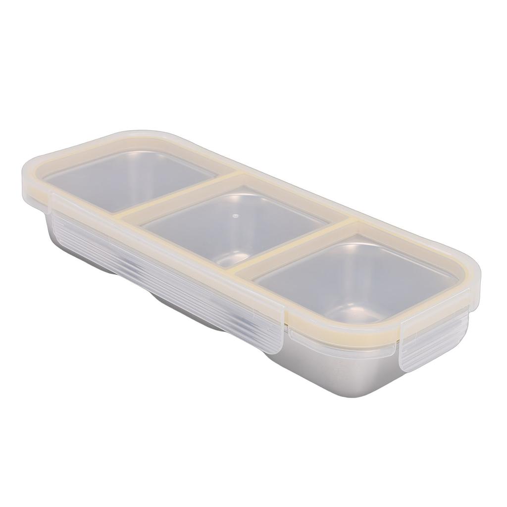 Snack Container   Proof Stainless Steel 3 Compartments Easy Cleaning Metal Snack Container